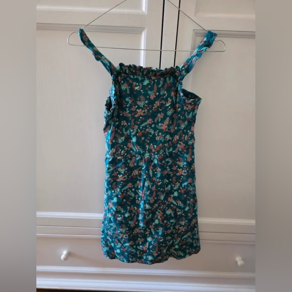 Floral Teal Mini Dress with Ruffle Detail